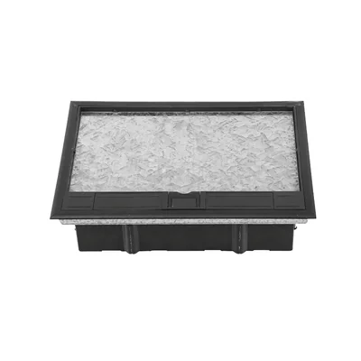 Floor box for modular sockets 8 x 45x45mm or 16 x 22.5x45mm, cover: own material, black