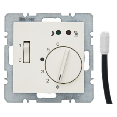 Floor temperature controller with make contact, central element and connector Cream B. Square