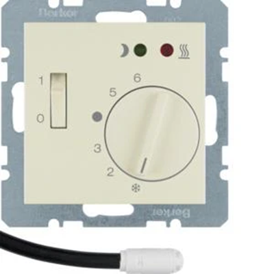 Floor temperature controller with make contact, central element and connector Cream B. Square