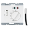 Floor temperature controller with NC contact, central element, switch and 2 LEDs 10-50°C 230V - Glossy white