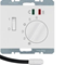 Floor temperature controller with NC contact, central element, switch and 2 LEDs 10-50°C 230V - Glossy white