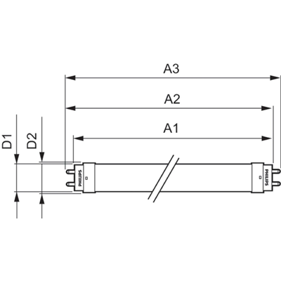 Fluorescent lamp LED tube PILA 600mm 8W 800lm 4000K