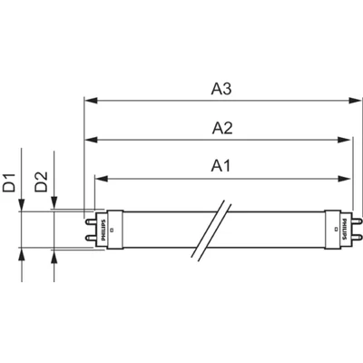 Fluorescent lamp LED tube PILA 600mm 8W 800lm 4000K