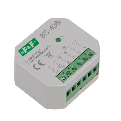Flush-mounted bistable relay for illuminated buttons with inrush relay