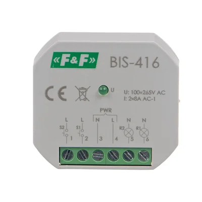 Flush-mounted bistable relay, two independent control circuits