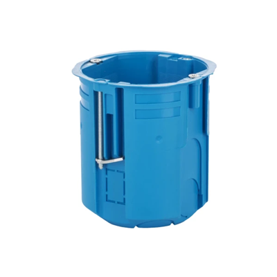 Flush-mounted box 60mm extra deep self-extinguishing 80mm connected with a connector KG71 blue