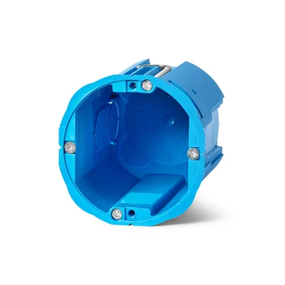 Flush-mounted box 60mm extra deep self-extinguishing 80mm connected with a connector KG71 blue
