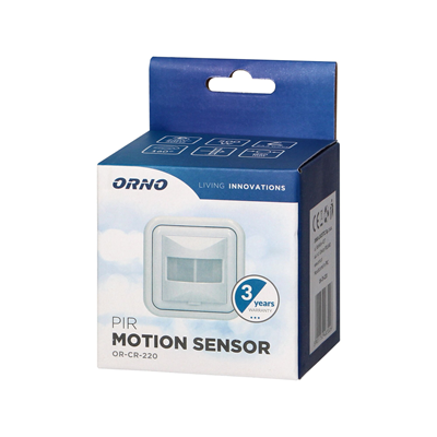 Flush-mounted motion sensor, 2 or 3 wires, 160 degrees 500W white