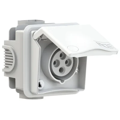 Flush-mounted pass-through socket 16A 3P+Z 400V