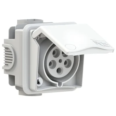 Flush-mounted pass-through socket 32A 3P+Z+N 400V