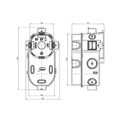 Flush-mounted serial box for electronics, closed on one side SE2x60G 2xfi60 super deep blue