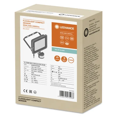 Foco FLOOD COMPACT SENSOR V 20W 840 SYM 100 negro