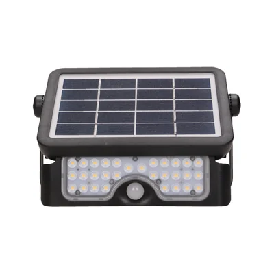 Foco solar LED LUX de 5W con sensor de movimiento, 500 lm, IP65, 4000 K, 2 x 1500 mAh, negro.