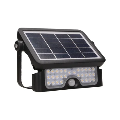 Foco solar LED LUX de 5W con sensor de movimiento, 500 lm, IP65, 4000 K, 2 x 1500 mAh, negro.