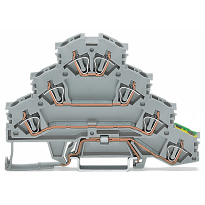 Four-deck terminal block 4mm² L1 L2 L3 PE grey