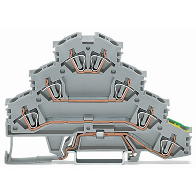 Four-deck terminal block 4mm² L1 L2 L3 PE grey