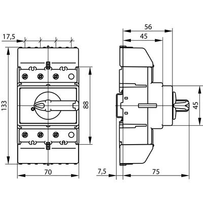 Four-pole switch disconnector 63A with handle
