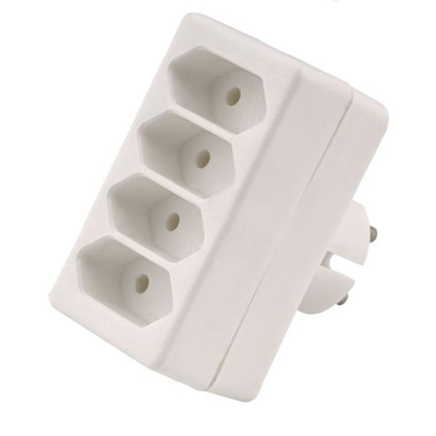 Four-way splitter for flat plug without grounding