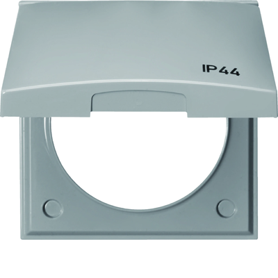 Frame with cover printed "IP44", grey, glossy, Integro Flow