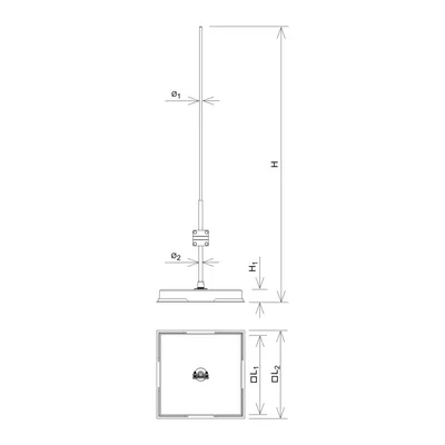 Free-standing lightning protection mast H=1500 mm, fi 16/10 RP: I,II,III