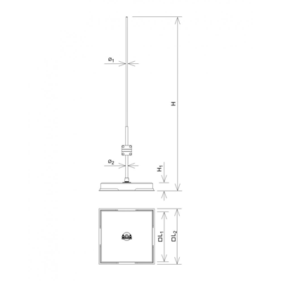 Free-standing lightning protection mast H=2000 mm fi 16 RP: I,II,III