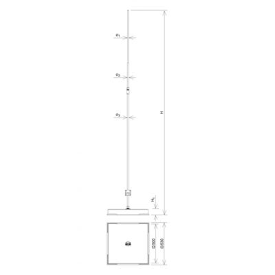 Free-standing lightning protection mast H=3000 mm fi 18/16/10 RP: I,II,III