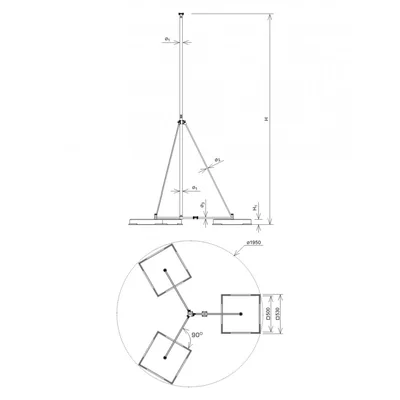 Free-standing lightning protection mast on a tripod H=5000 mm KLO