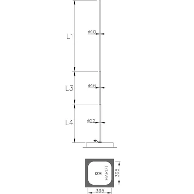 freistehender Einzelmast; Höhe = 2500 mm /AL/