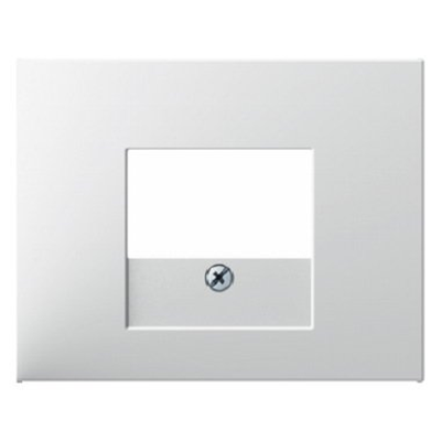 Front plate for loudspeaker socket and USB charging socket, white