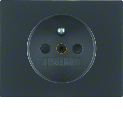 Front plate with contact apertures for grounded socket anthracite matt, varnished