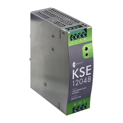Fuente de alimentación conmutada estabilizada KSE 12048M 230/48VDC 2,5A con protección y regulación de tensión IP20 TH-35
