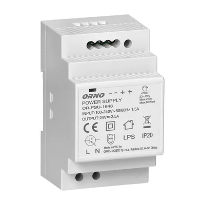 Fuente de alimentación para carril DIN de 24 V CC, 2,5 A, 60 W, 3 módulos de ancho