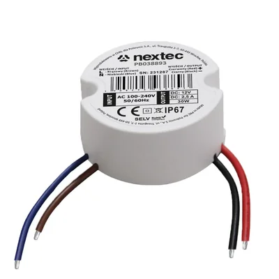 Fuente de alimentación redonda de 50 mm / 24 V / IP67 / 1,25 A / 30 W