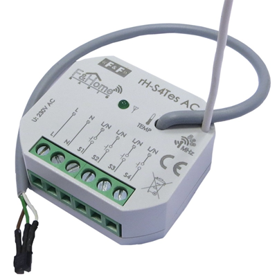 Funkmodul 4 externe Eingänge Temperaturmessung AC-Stromversorgung