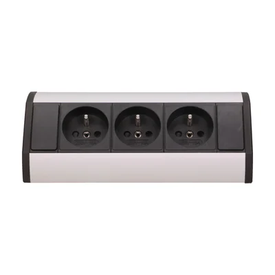 Furniture socket 3x2P+Z, black and silver