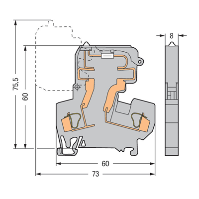 Fuse terminal block 4mm² gray 50pcs