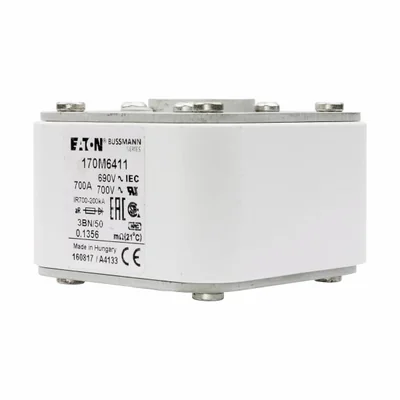 Fusible à action rapide 170M6411, 700 A, 690 V CA, calibre 3, aR, IEC, UL, simple section