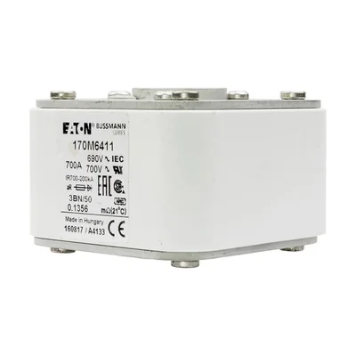 Fusible de acción rápida 170M6411, 700 A, CA 690 V, tamaño 3, aR, IEC, UL, calibre único