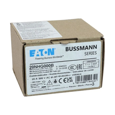 Fusible industrial, clase gG/gL, 20A 500VAC