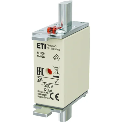 Fusible NH000 gG 2A/500V NH à temporisation / KOMBI