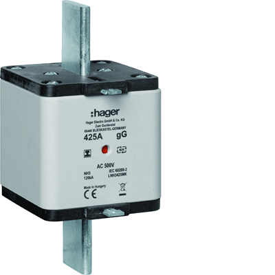 Fusible tipo cuchilla NH3 gG con indicador central, mango aislado, 425 A 500 V