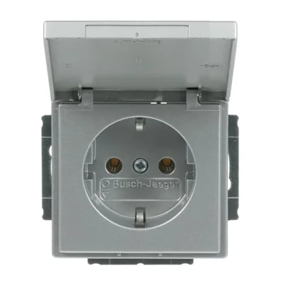 FUTURE SCHUKO socket with a flap Locking the flap in the open position aluminum silver