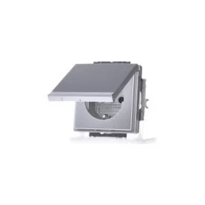 FUTURE SCHUKO socket with a flap Locking the flap in the open position aluminum silver
