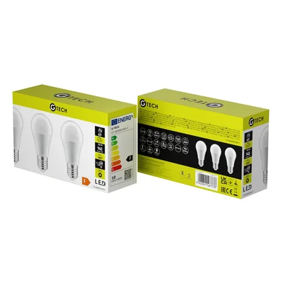 G-TECH ŹRÓDŁO ŚWIATŁA LED, 3pcs., A-G, A60, 3000K, E27, 10,0W, AC220-240V, 200°, 940lm, 87mA