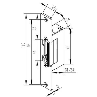 Gâche électrique réversible symétrique Qoltec | 12 V | Acier inoxydable
