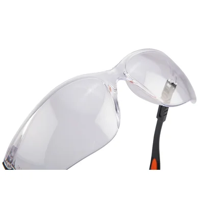Gafas de seguridad de policarbonato con lentes blancas.