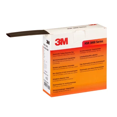 Gaine thermorétractable à paroi mince 3M™ HSR-3000, 9,0/3,0 mm, noire, rouleau de 7 m.