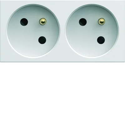 gallery Double pass-through socket with grounding 2x2P+E 16A 4M white