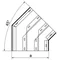 Galvanized 45 degree three-way elbow, width 350mm, height 28mm