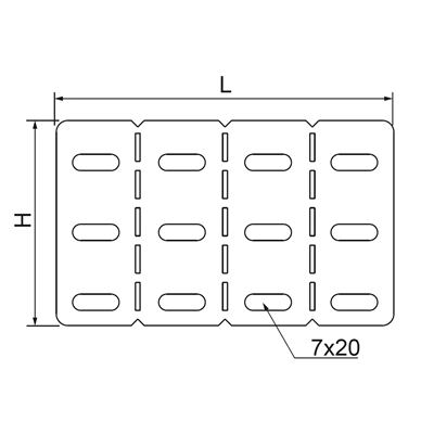 Galvanized angular connector for the cable tray, height 100mm